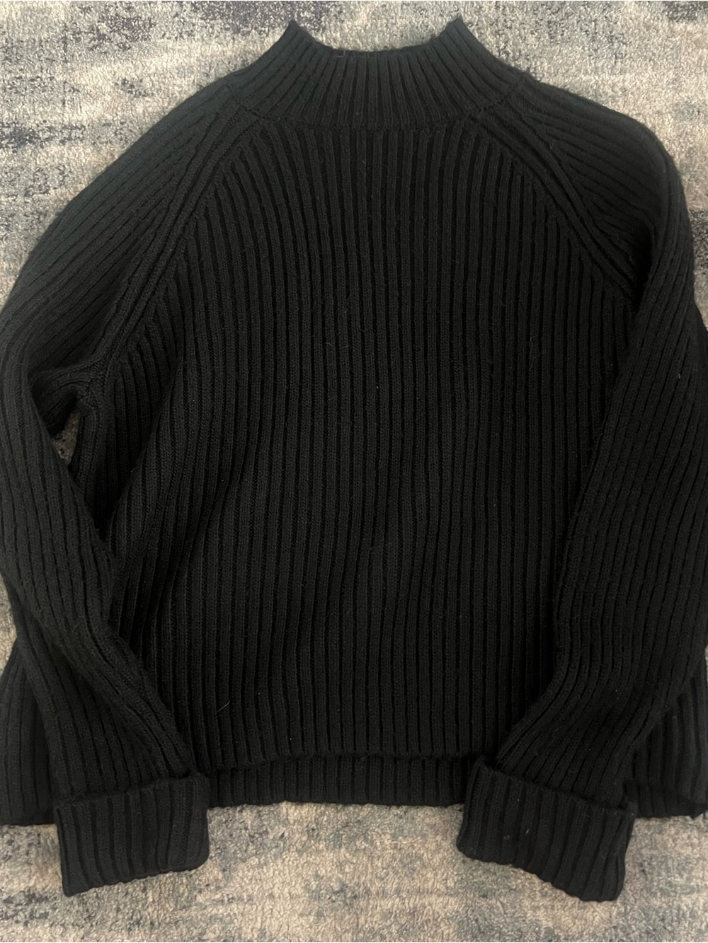 Time and Tru Black Ribbed Mock Turtleneck Sweater